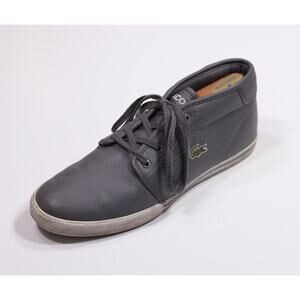 Lacoste Mens Ampthill Gray Hi Top Leather Sneakers US 10